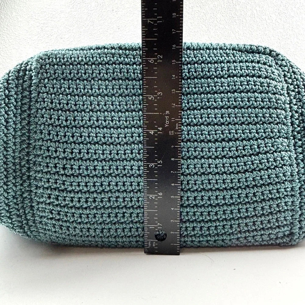 The Sak Crochet Hobo Bag Women Medium Teal Grey Boho Knit Shoulder Bag Boho